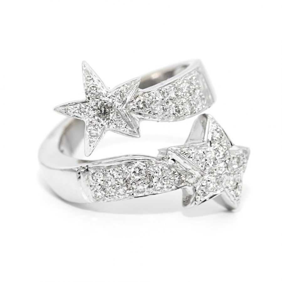 Double Star Estrela Dupla Diamond and White Gold Ring - Image 3