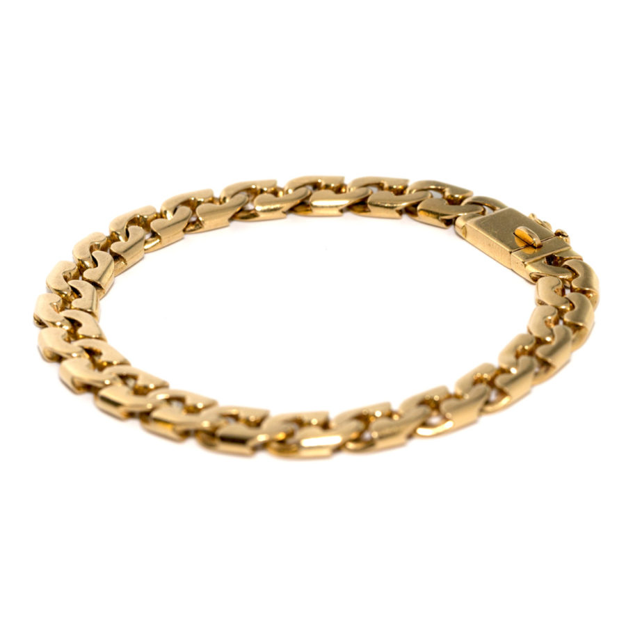 La Pepita Signed Vintage Yellow Gold links Bracelet, Italy - Image 3