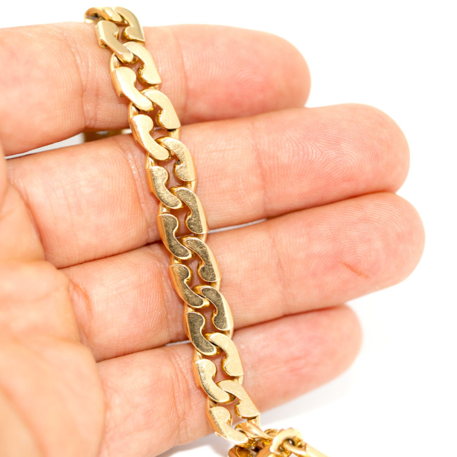 La Pepita Signed Vintage Yellow Gold links Bracelet, Italy - Image 4