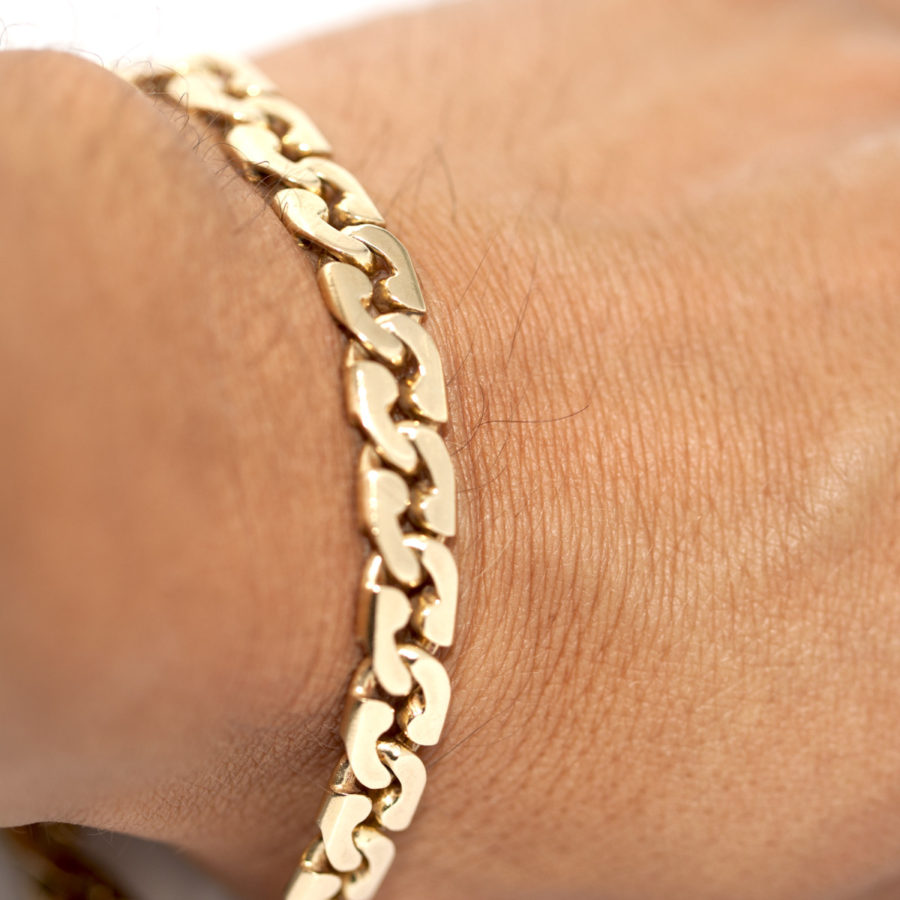 La Pepita Signed Vintage Yellow Gold links Bracelet, Italy - Image 6