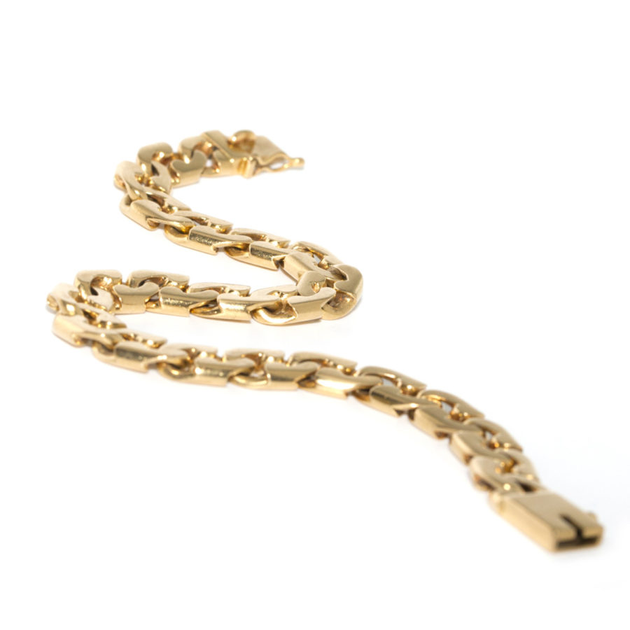 La Pepita Signed Vintage Yellow Gold links Bracelet, Italy - Image 2
