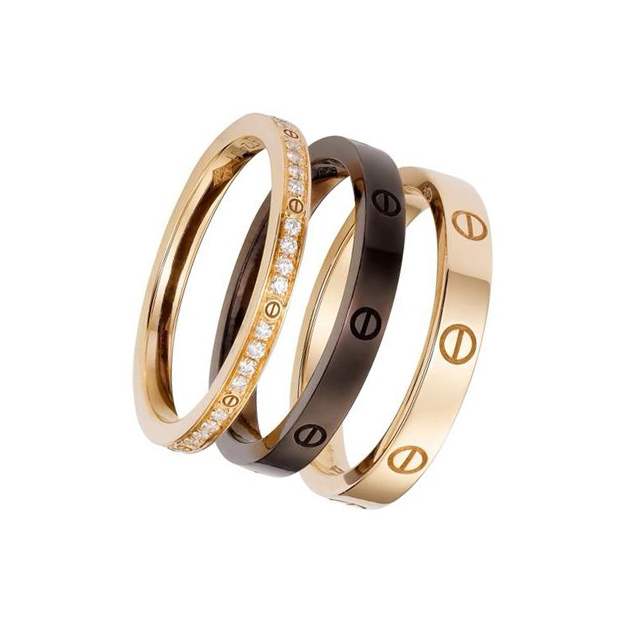Cartier Love Ring Set Rose Gold, Ceramic, Diamond Ring - Image 2