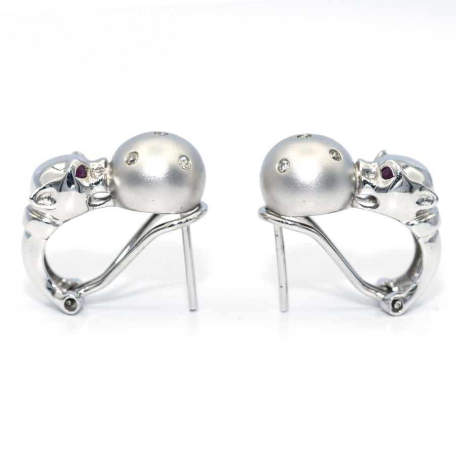 Panther Earrings14k White Gold Diamonds and Rubies - Image 4