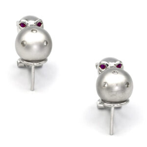 Panther Earrings14k White Gold Diamonds and Rubies