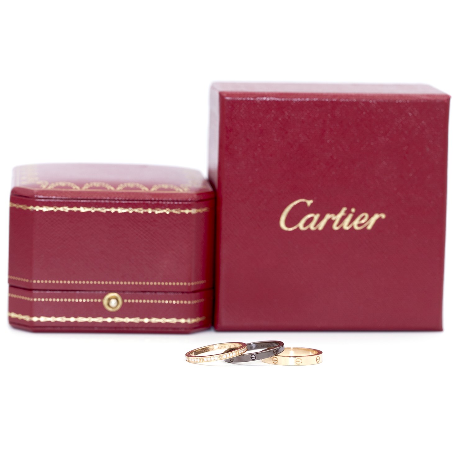 Cartier Love Ring Set Rose Gold, Ceramic, Diamond Ring - Image 7