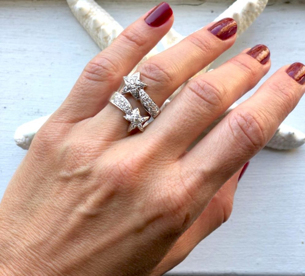 Double Star Estrela Dupla Diamond and White Gold Ring - Image 2