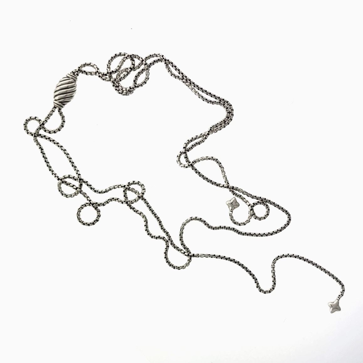 David Yurman Box Chain Necklace Slider Silver - Image 6