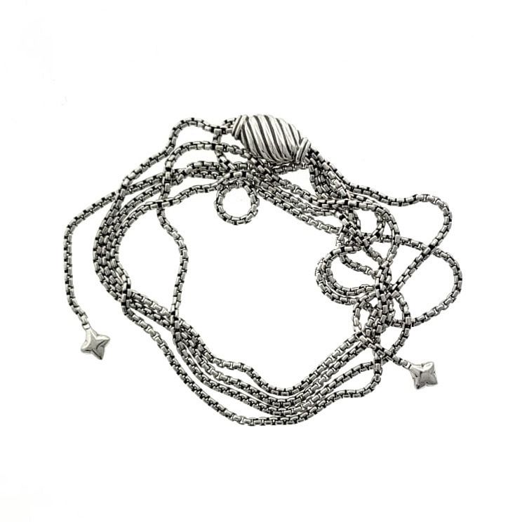 David Yurman Box Chain Necklace Slider Silver - Image 5