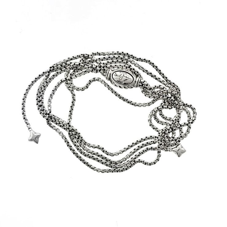 David Yurman Box Chain Necklace Slider Silver - Image 4