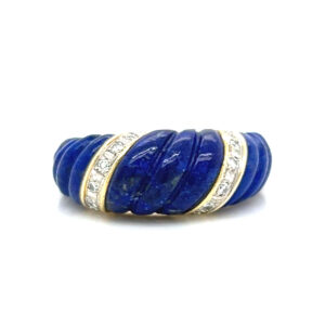 18K Yellow Gold Lapis Lazuli & Diamond Ring