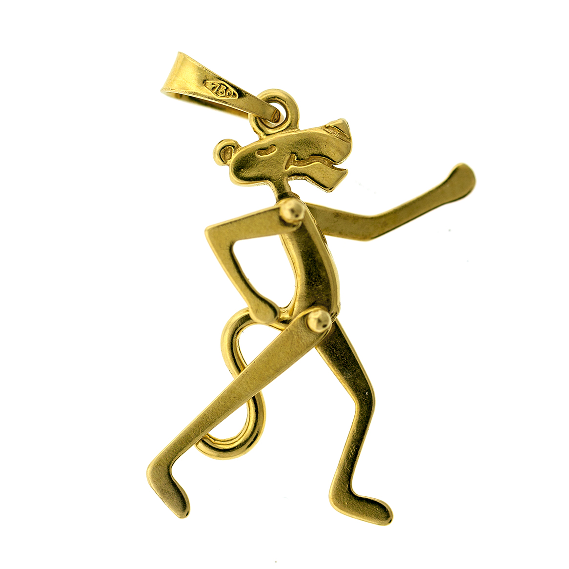 Rare Vintage 18k Yellow Gold Articulated Pink Panther Character Pendant Charm - Image 5