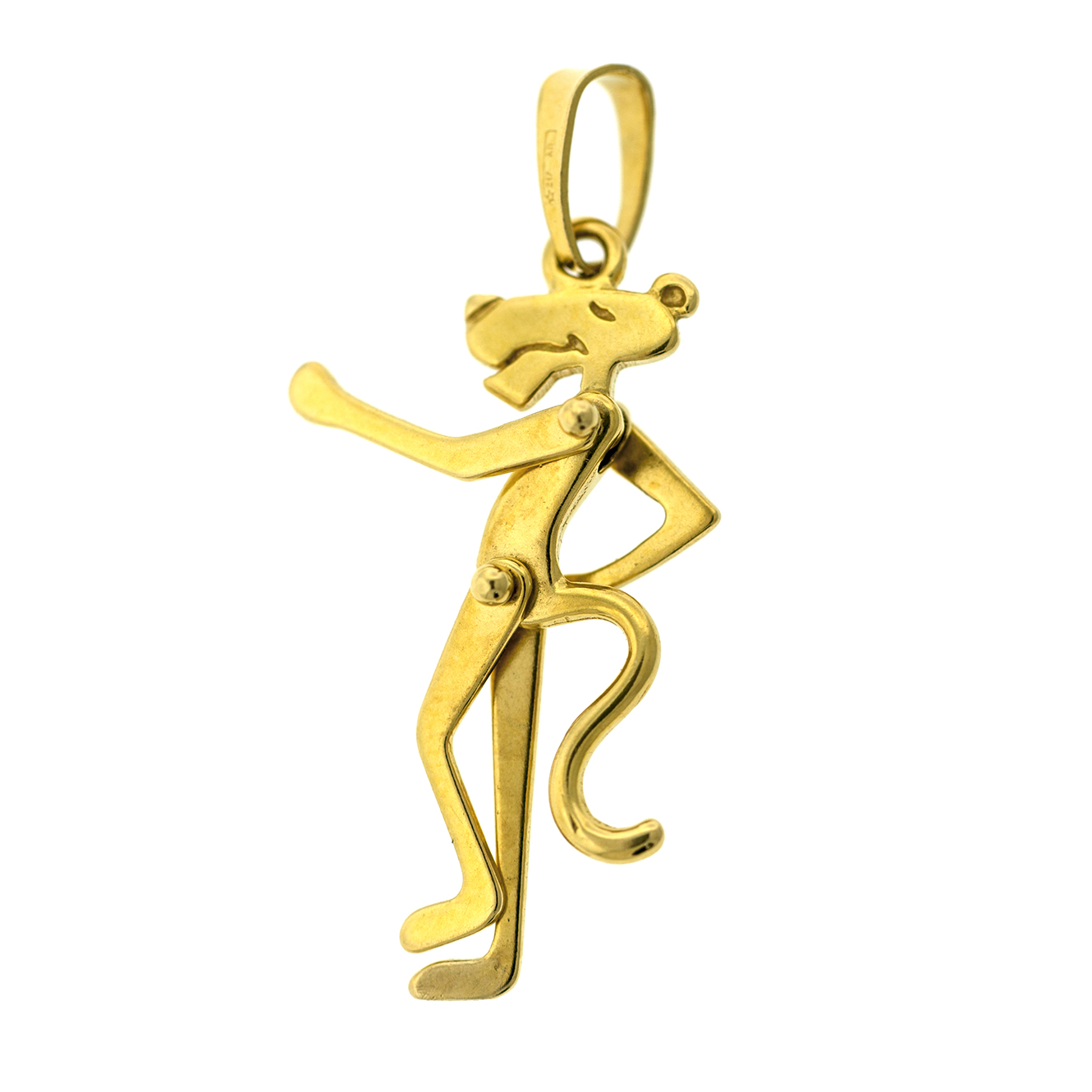 Rare Vintage 18k Yellow Gold Articulated Pink Panther Character Pendant Charm - Image 4