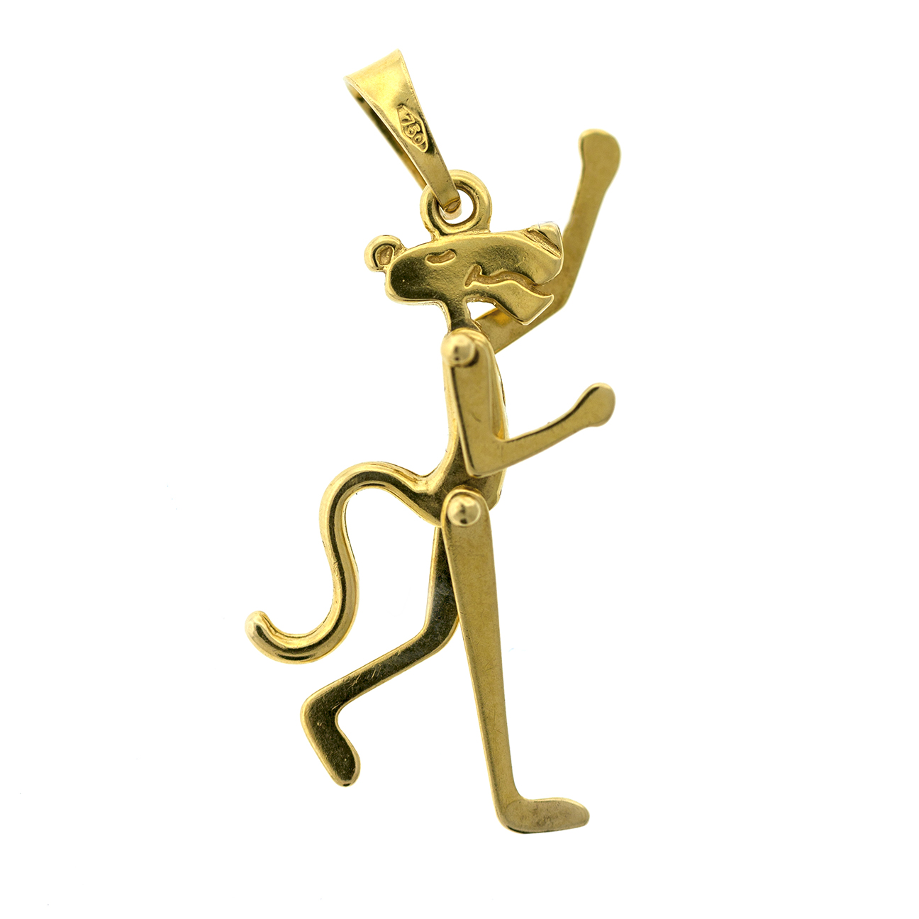 Rare Vintage 18k Yellow Gold Articulated Pink Panther Character Pendant Charm - Image 3
