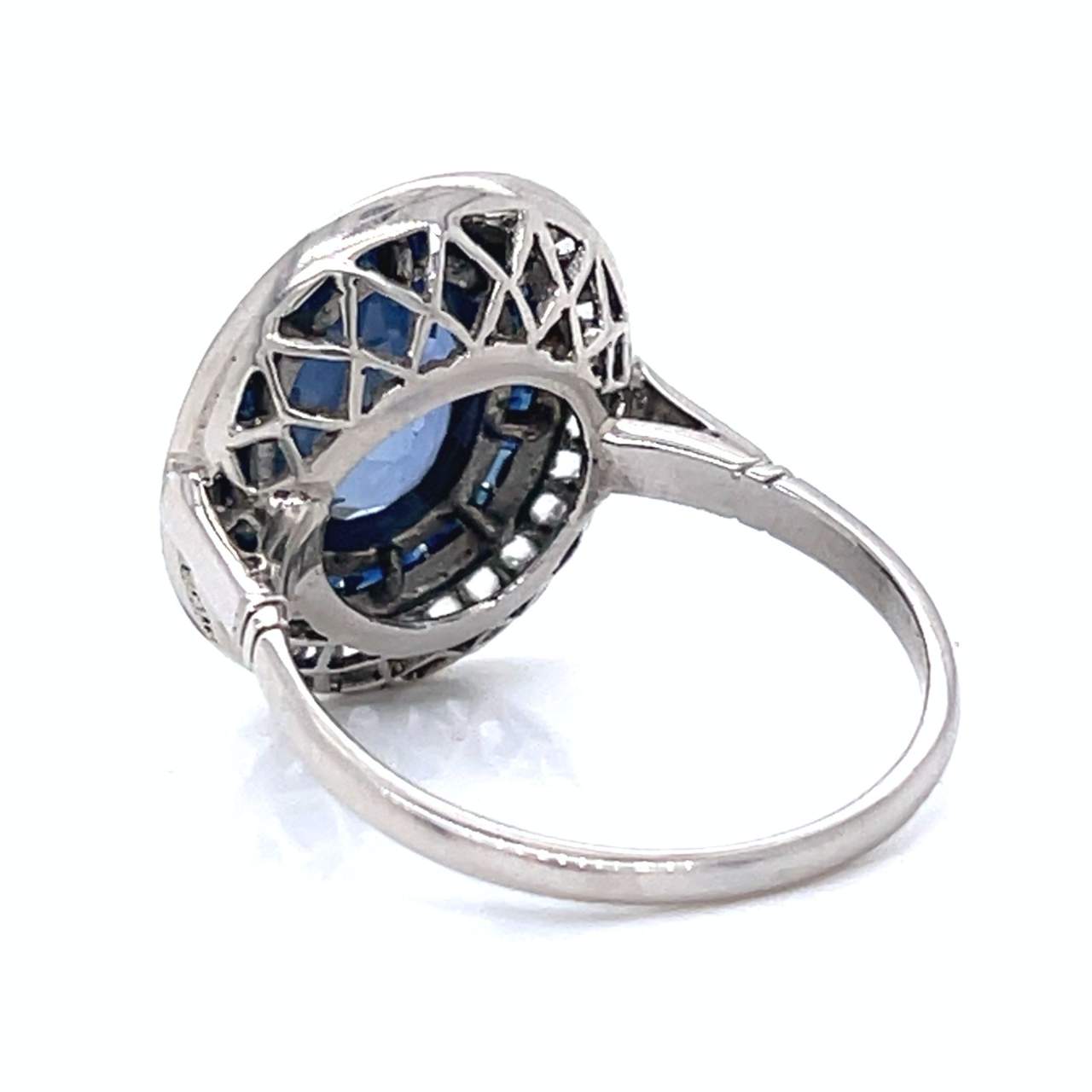 Platinum 6.00 Ct. Sapphire & Diamond Ring – 9.9g – Size 10.5 - Image 4