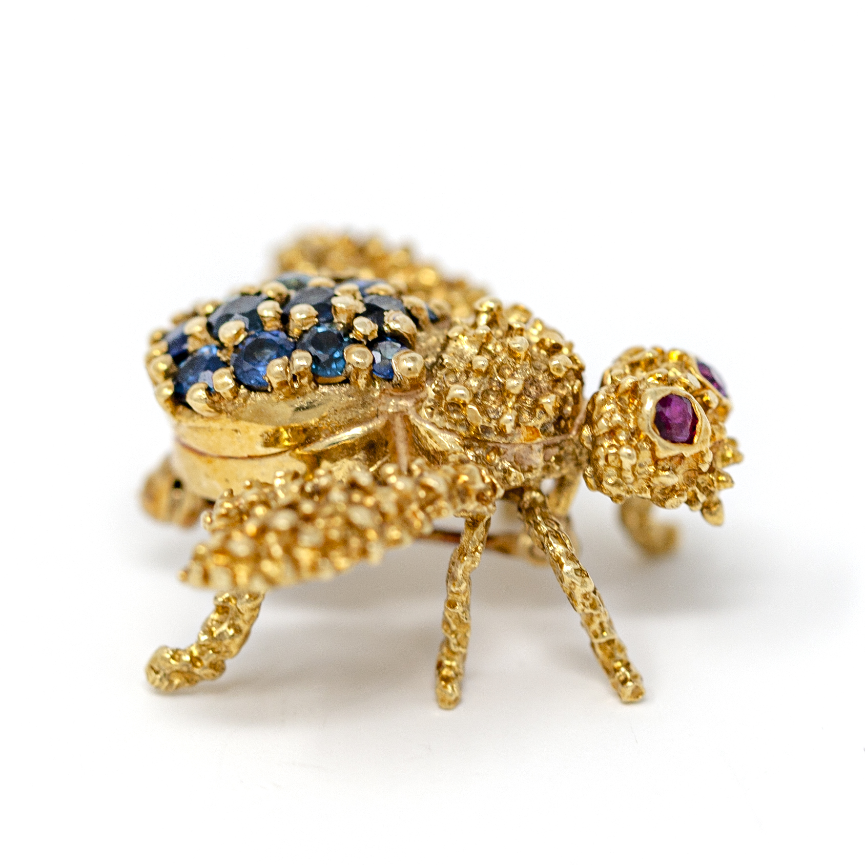 18k Gold Bug Brooch with Sapphires and Rubies - Image 2