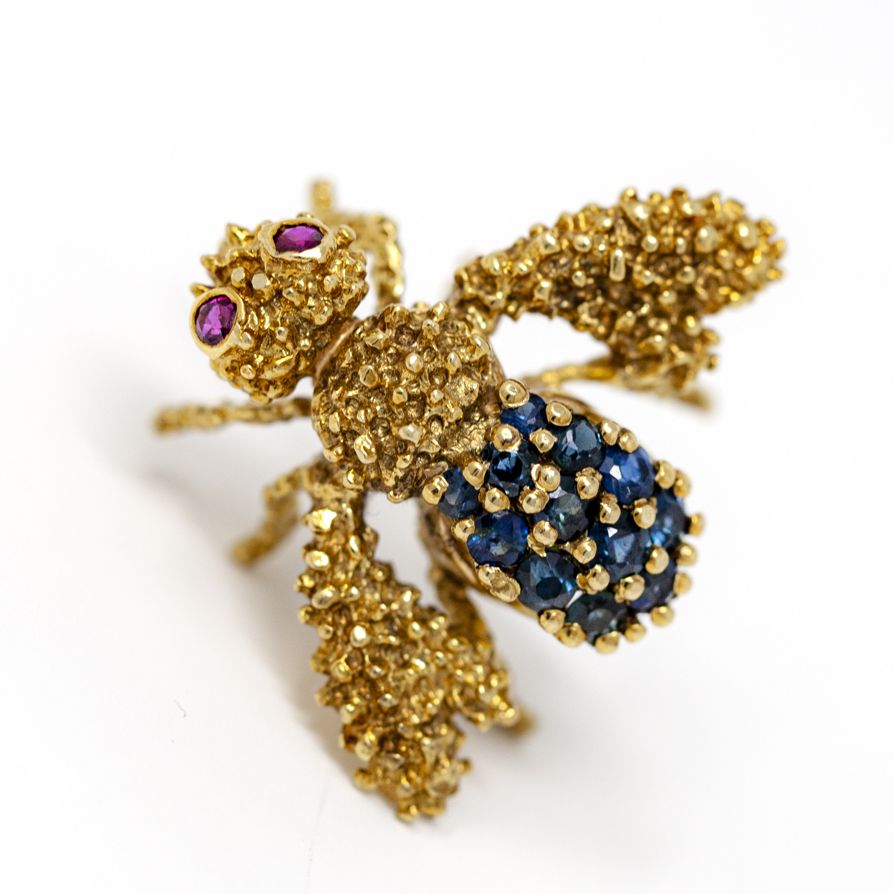 18k Gold Bug Brooch with Sapphires and Rubies - Image 4