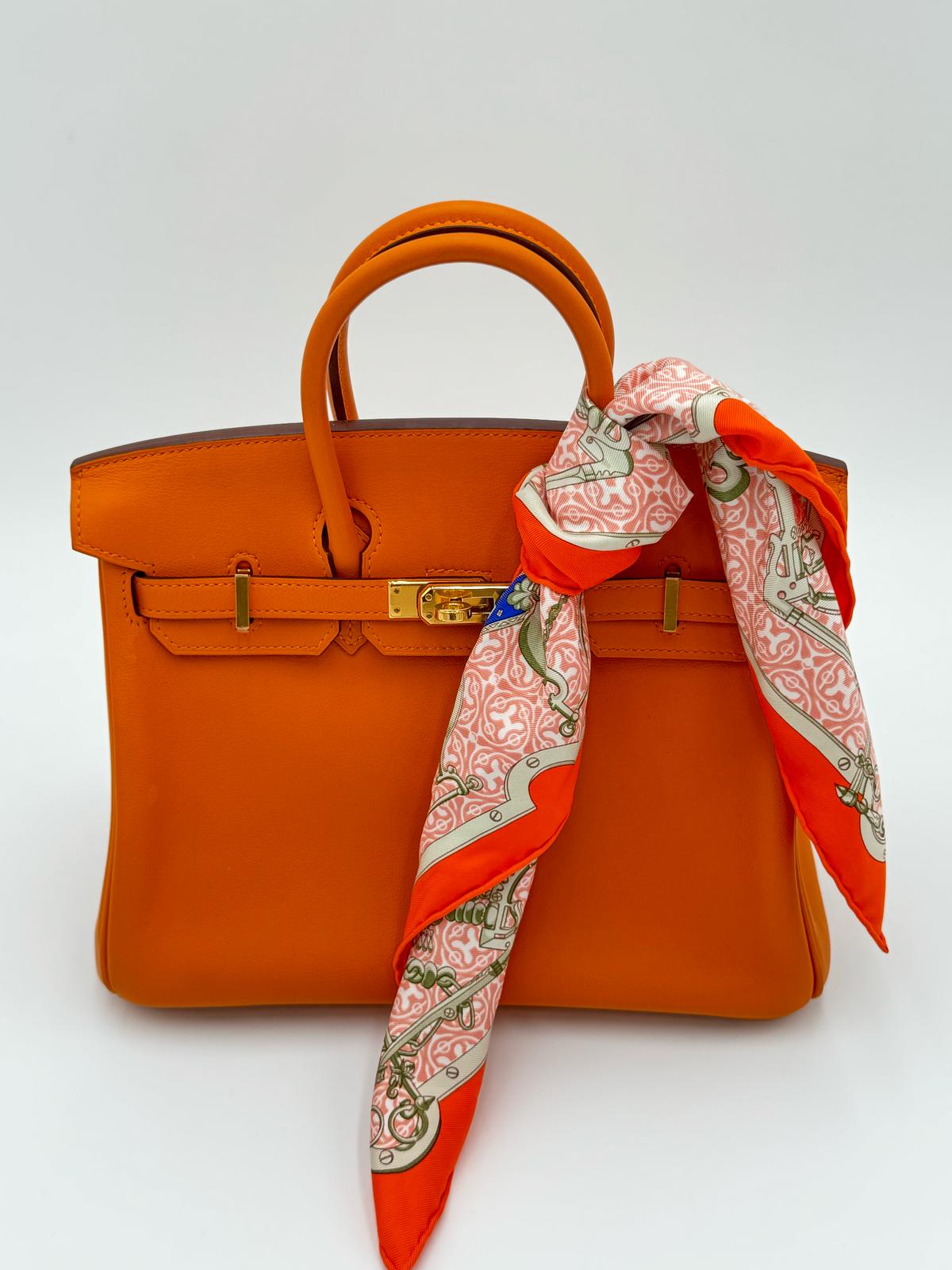 Hermès Birkin 25 in Iconic Orange with Tilly Scarf – A Timeless Statement
