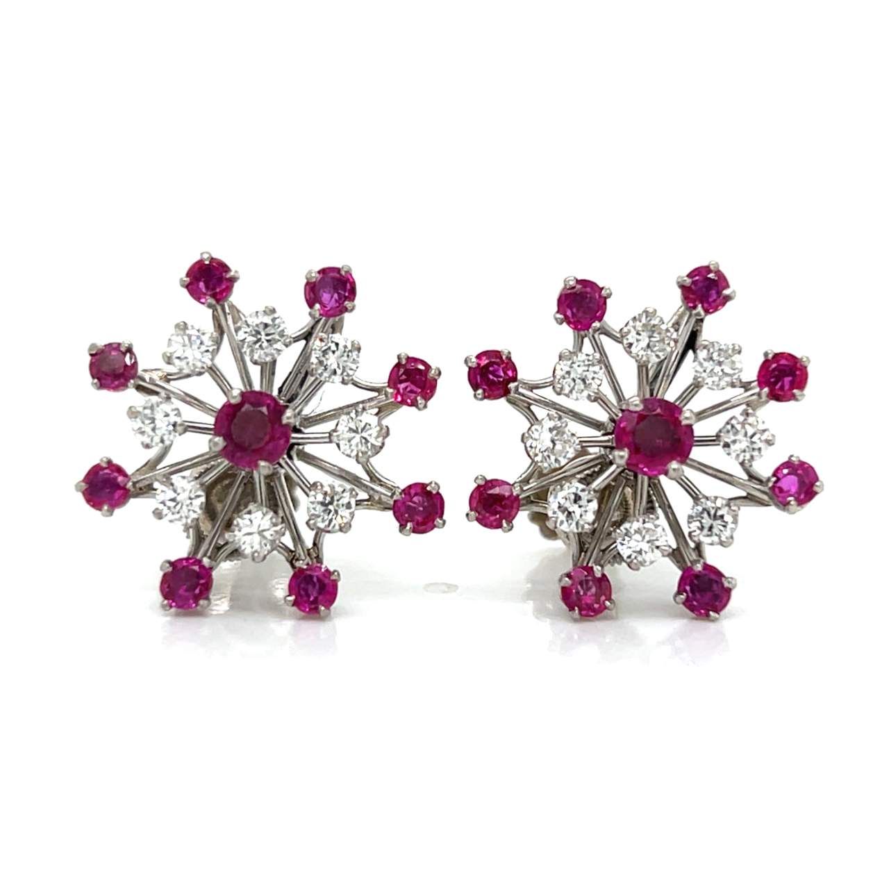 fireworks diamonds burma rubies earrings