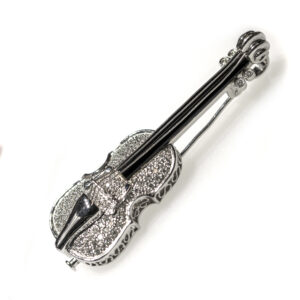 Violin Brooch and Pendant 18K Gold • 0.80ct Diamonds • Musical Fine Jewelry • 15g • Vintage Elegance