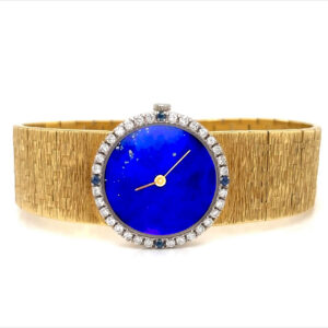 Piaget 18K Yellow Gold Ladies Watch – Lapis Lazuli Dial, Diamond & Sapphire Bezel