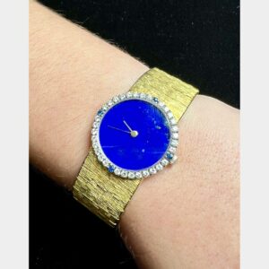 Piaget 18K Yellow Gold Ladies Watch – Lapis Lazuli Dial, Diamond & Sapphire Bezel
