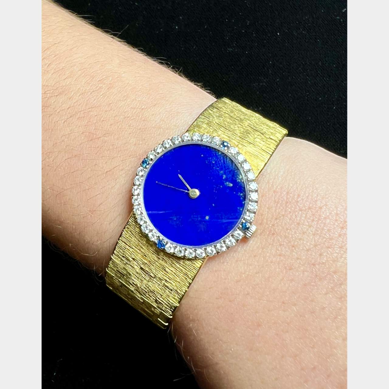 Piaget 18K Yellow Gold Ladies Watch – Lapis Lazuli Dial, Diamond & Sapphire Bezel - Image 2