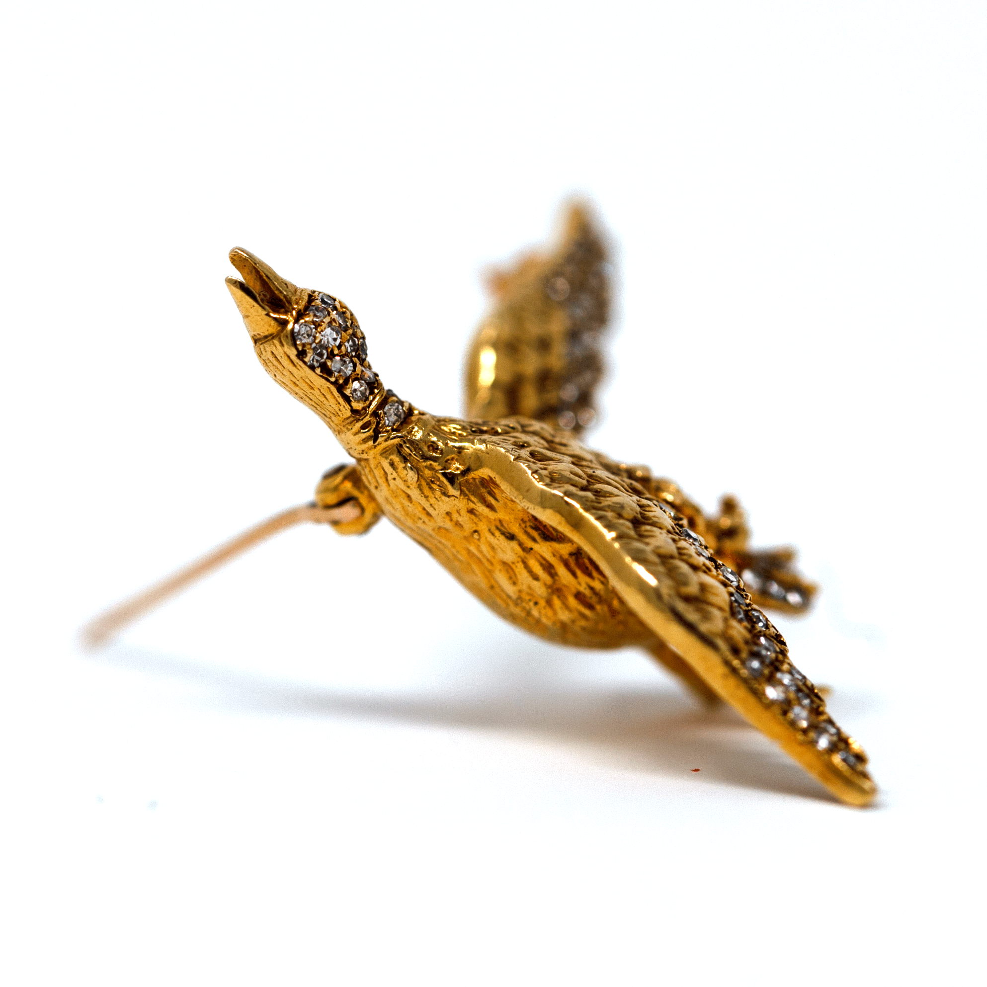 Vintage 18K Gold & Diamond Flying Duck Brooch - Image 6