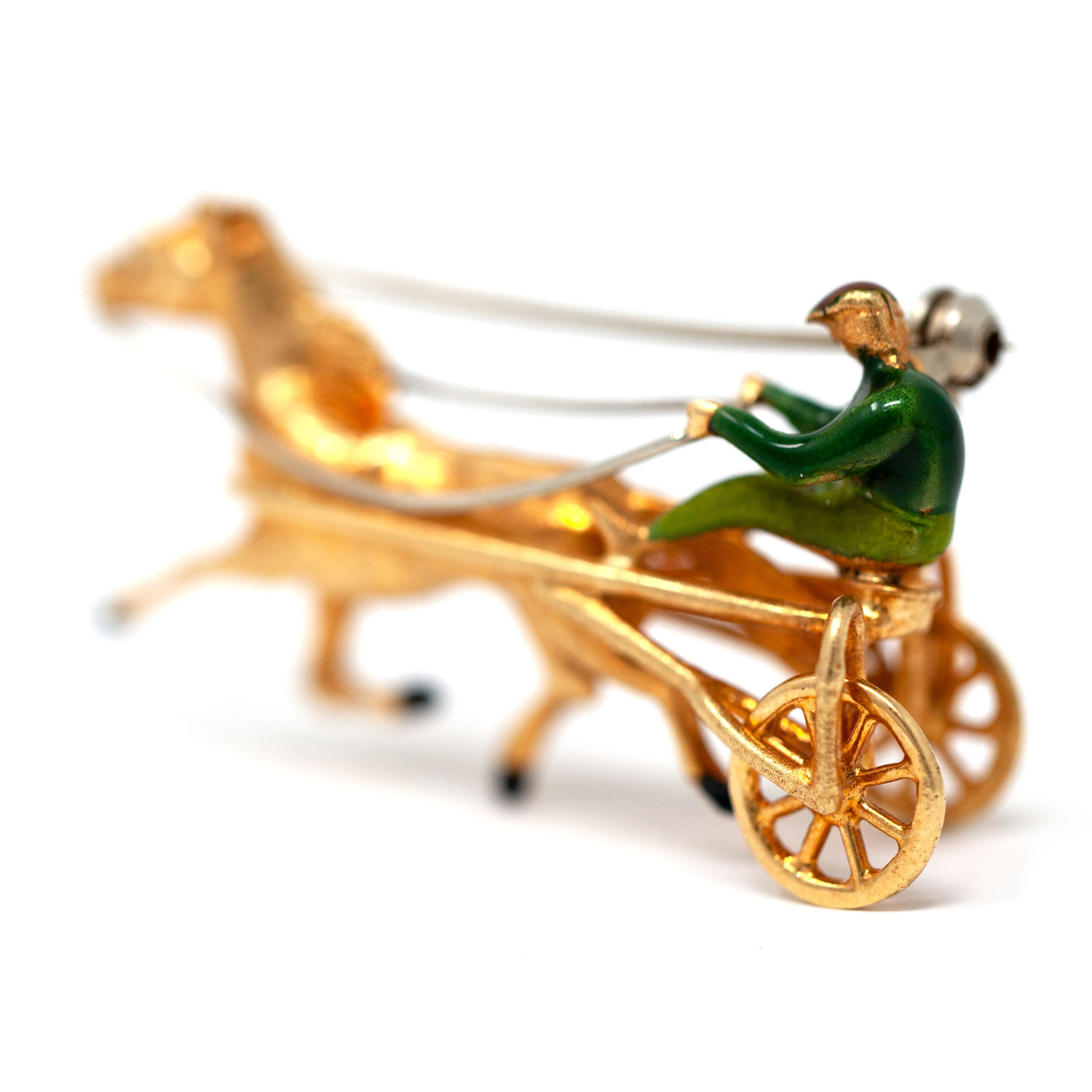 Vintage Italian 18K Gold Horse & Jockey Brooch with Enamel Detailing - Image 5