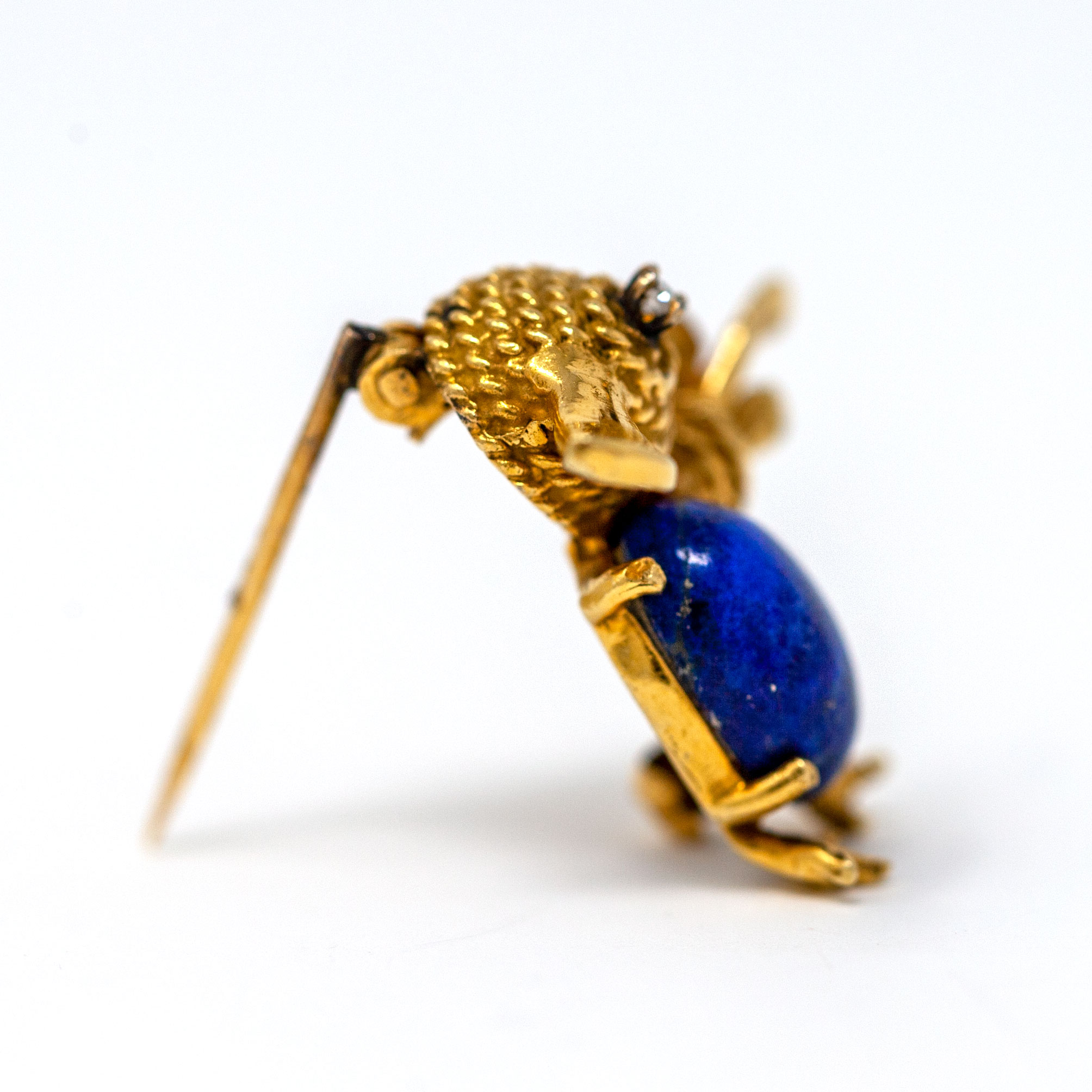 Vintage 18K Gold Duck Brooch with Lapis Lazuli and Diamond Accent - Image 6