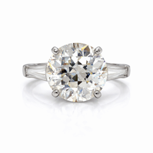 Art Deco Platinum European-Cut Diamond Ring