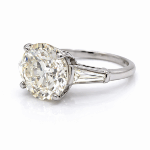 Art Deco Platinum European-Cut Diamond Ring
