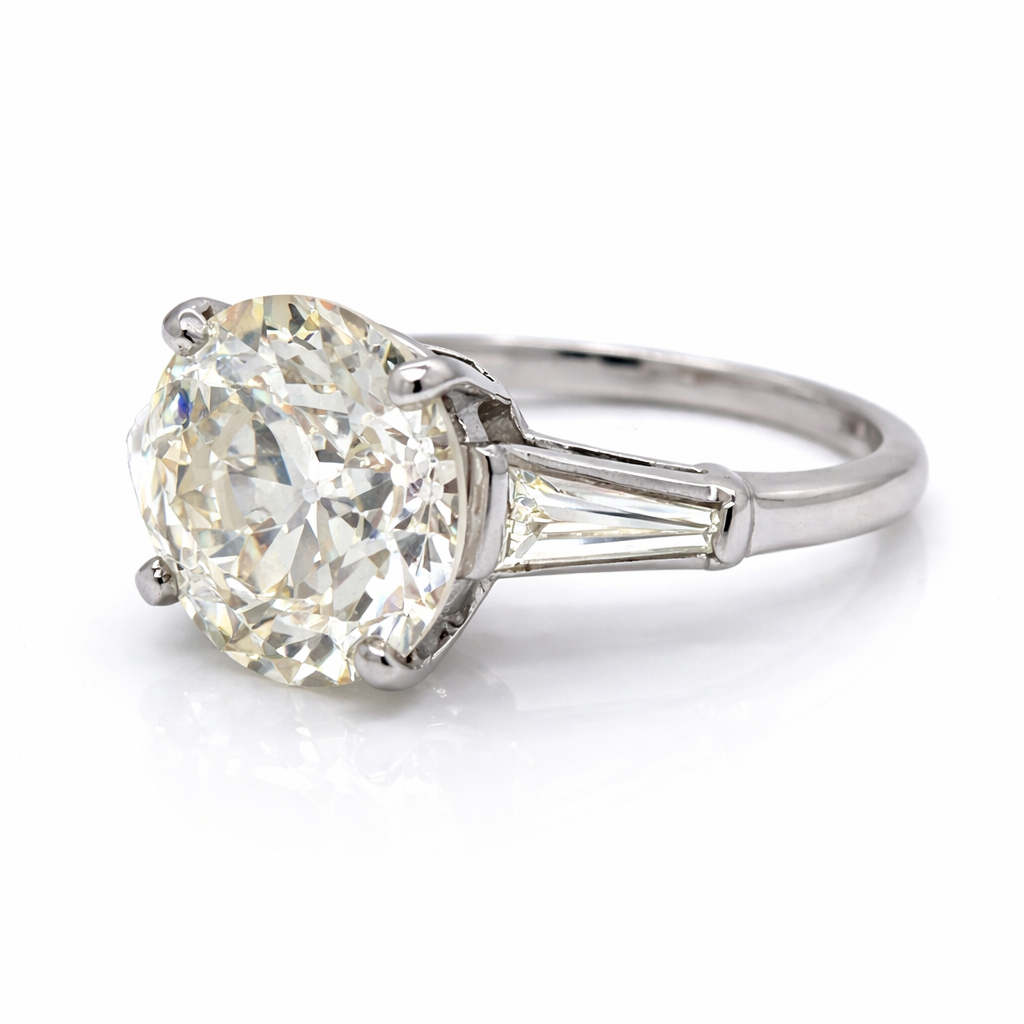 Art Deco Platinum European-Cut Diamond Ring - Image 2