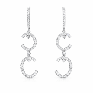 18K White Gold Diamond Drop Earrings – 2.25 Carats