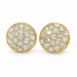 18K Yellow Gold Diamond 3.00 Carats Cluster Earrings