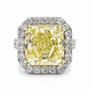 18K White Gold GIA Certified Fancy Intense Yellow Diamond 10.06 Carats Ring