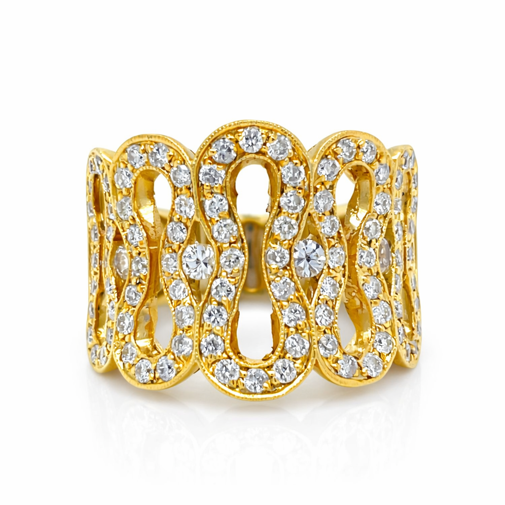 18K Yellow Gold Diamond Statement Ring 1.25 CTW