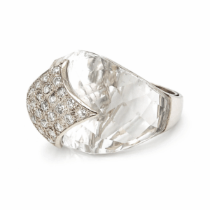 18K White Gold Crystal & Diamond Ring