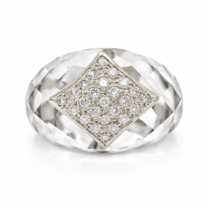 18K White Gold Crystal & Diamond Ring