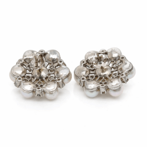 1960’s 14K White Gold Pearl & Diamond Earrings