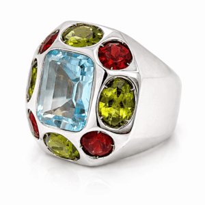 18K White Gold Semi-Precious Stone Ring