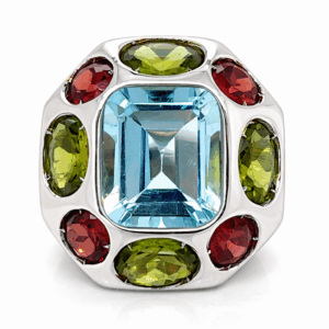 18K White Gold Semi-Precious Stone Ring
