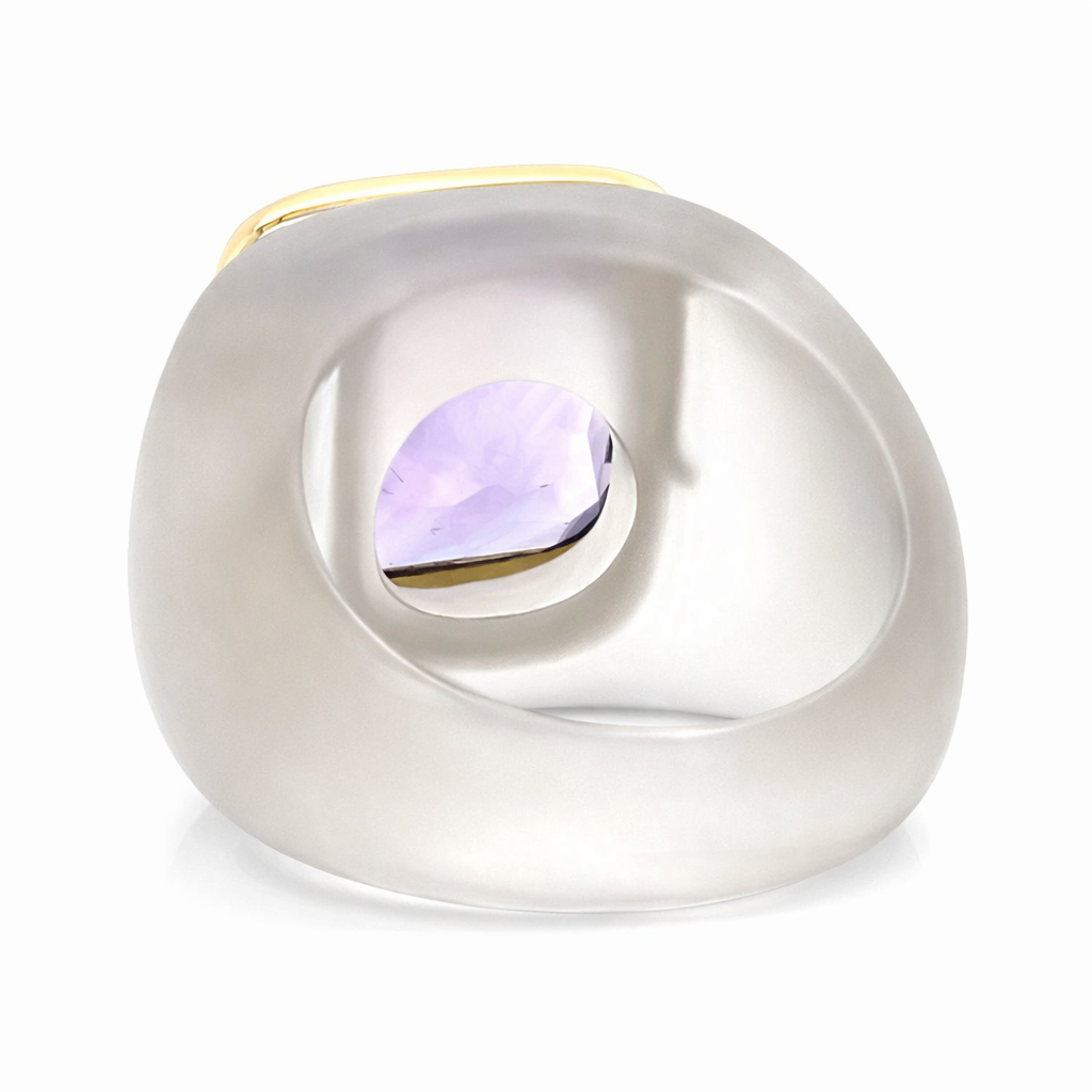 18K Yellow Gold & Crystal Amethyst Ring 8.00 ct Size 6.5 - Image 3