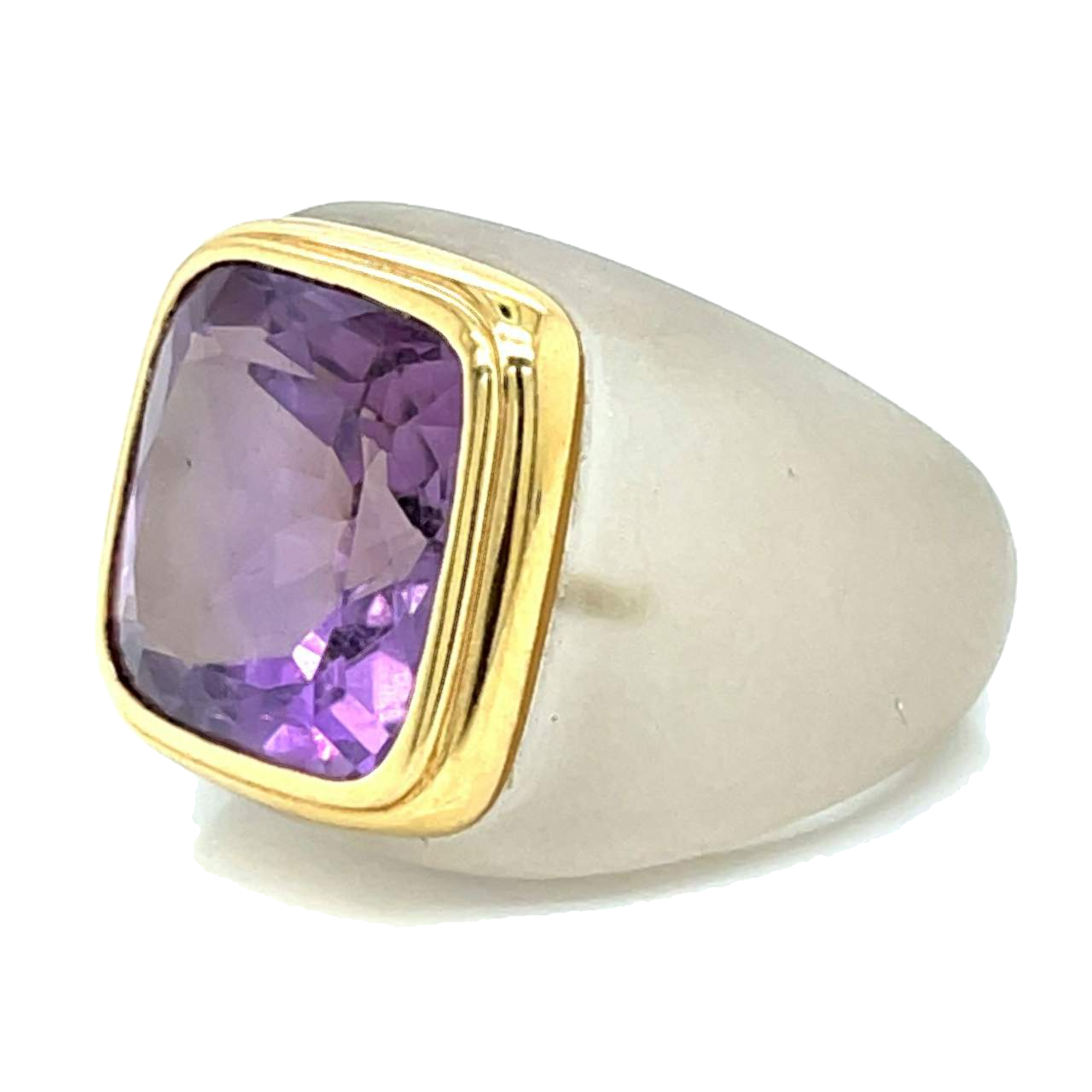 18K Yellow Gold & Crystal Amethyst Ring 8.00 ct Size 6.5 - Image 4