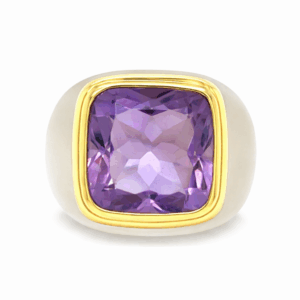 18K Yellow Gold & Crystal Amethyst Ring 8.00 ct  Size 6.5