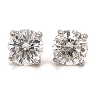 Platinum GIA Certified 4.29 Ct. Total Diamond Stud Earrings
