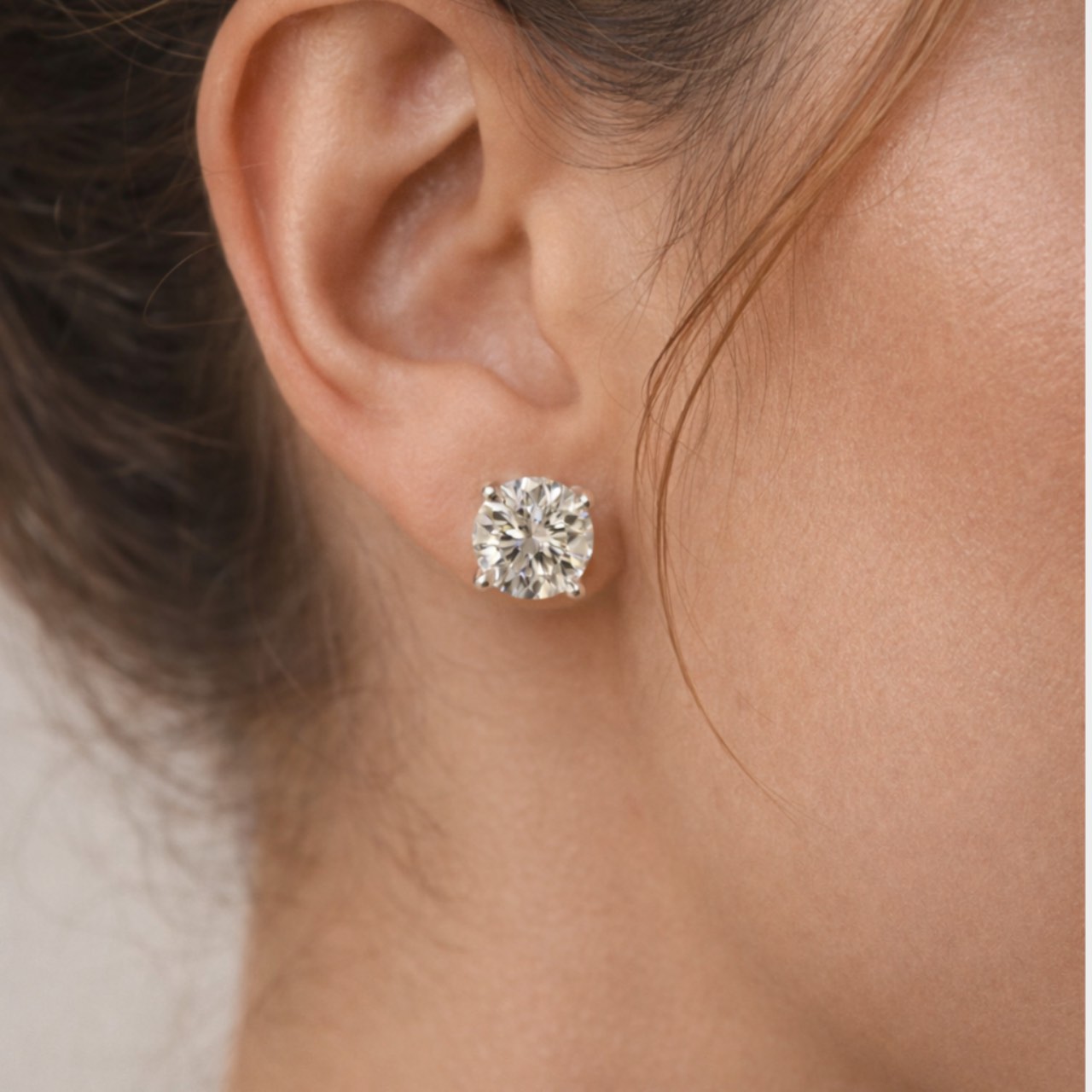 Platinum GIA Certified 4.29 Ct. Total Diamond Stud Earrings - Image 2