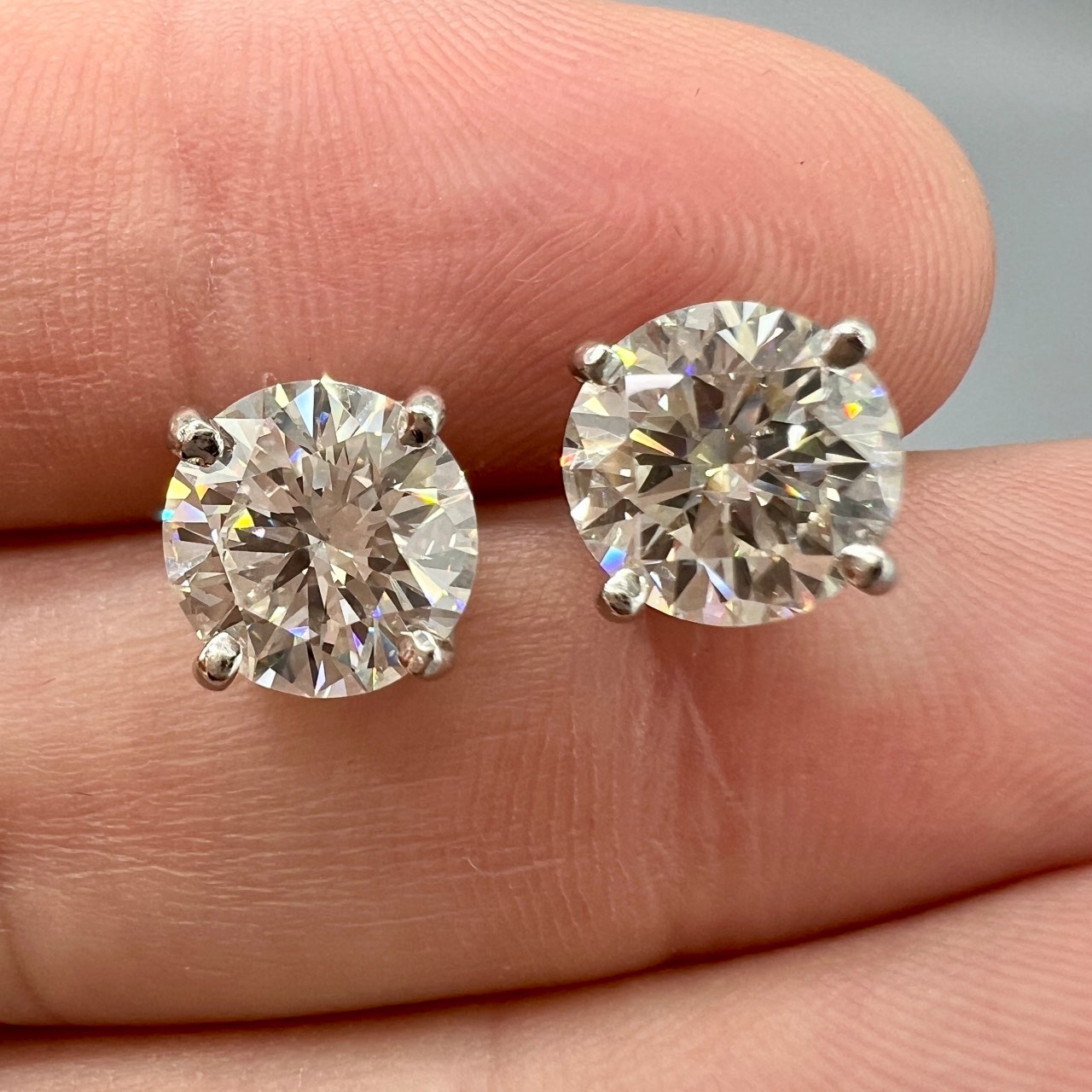 Platinum GIA Certified 4.29 Ct. Total Diamond Stud Earrings - Image 3