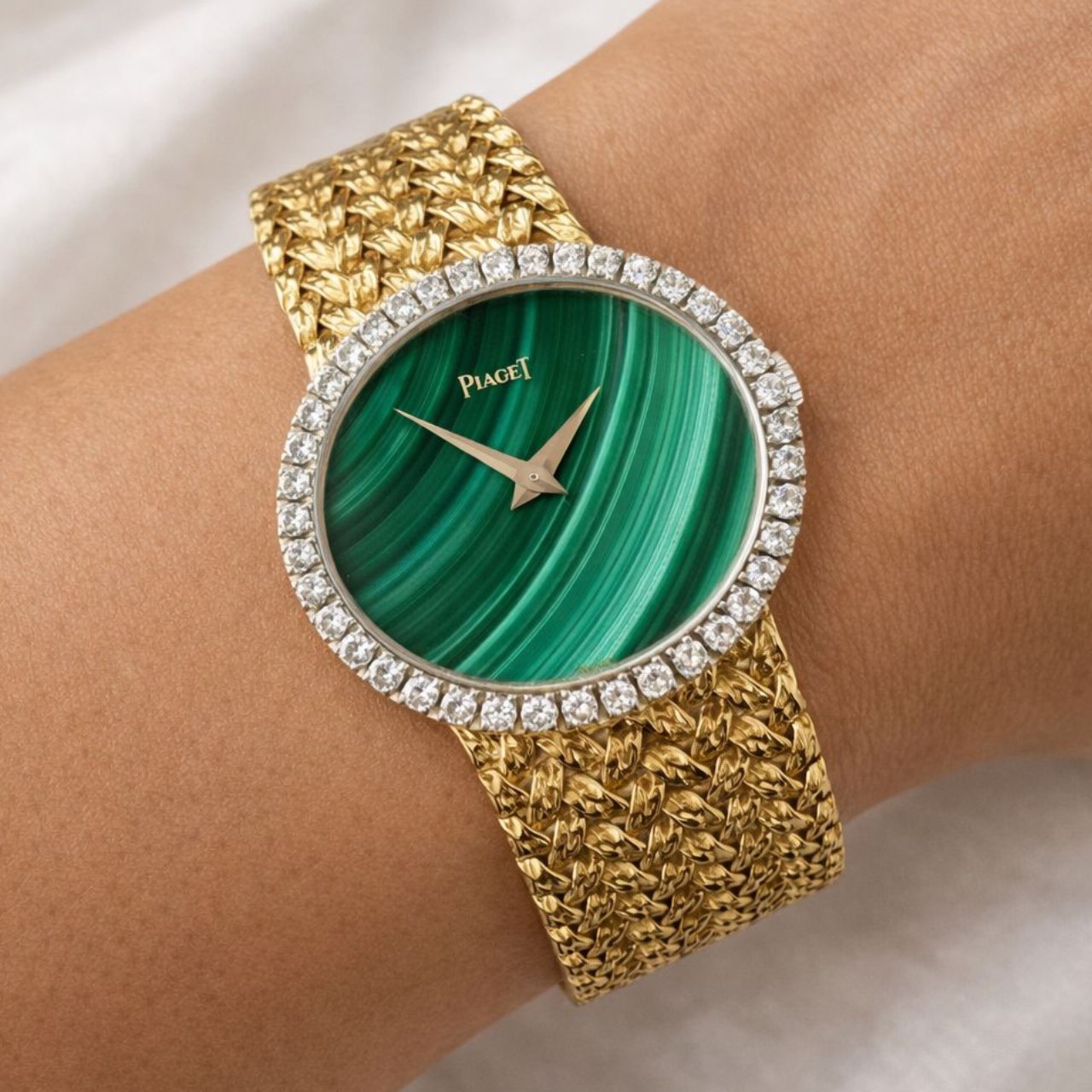 Piaget Malachite & Diamond 18K Gold Ladies Watch - Image 3