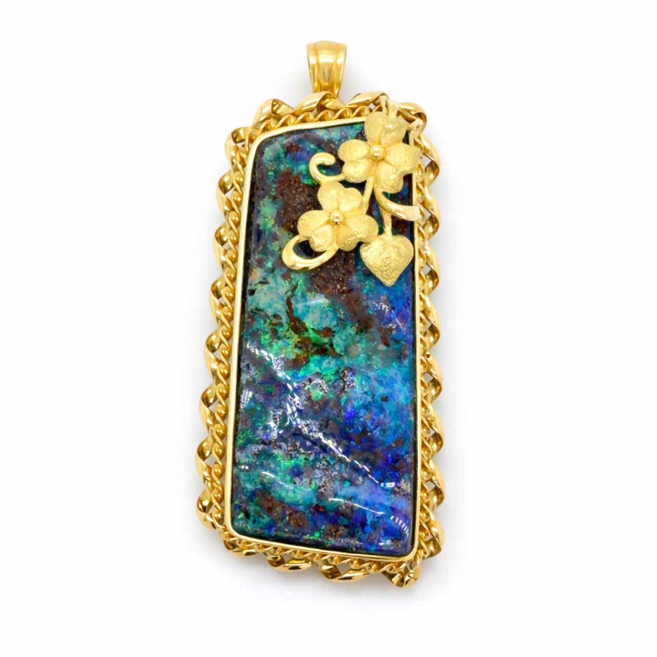 18K Yellow Gold Black Opal Pendant or Brooch - Image 4