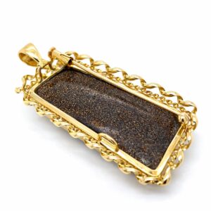 18K Yellow Gold Black Opal Pendant or Brooch